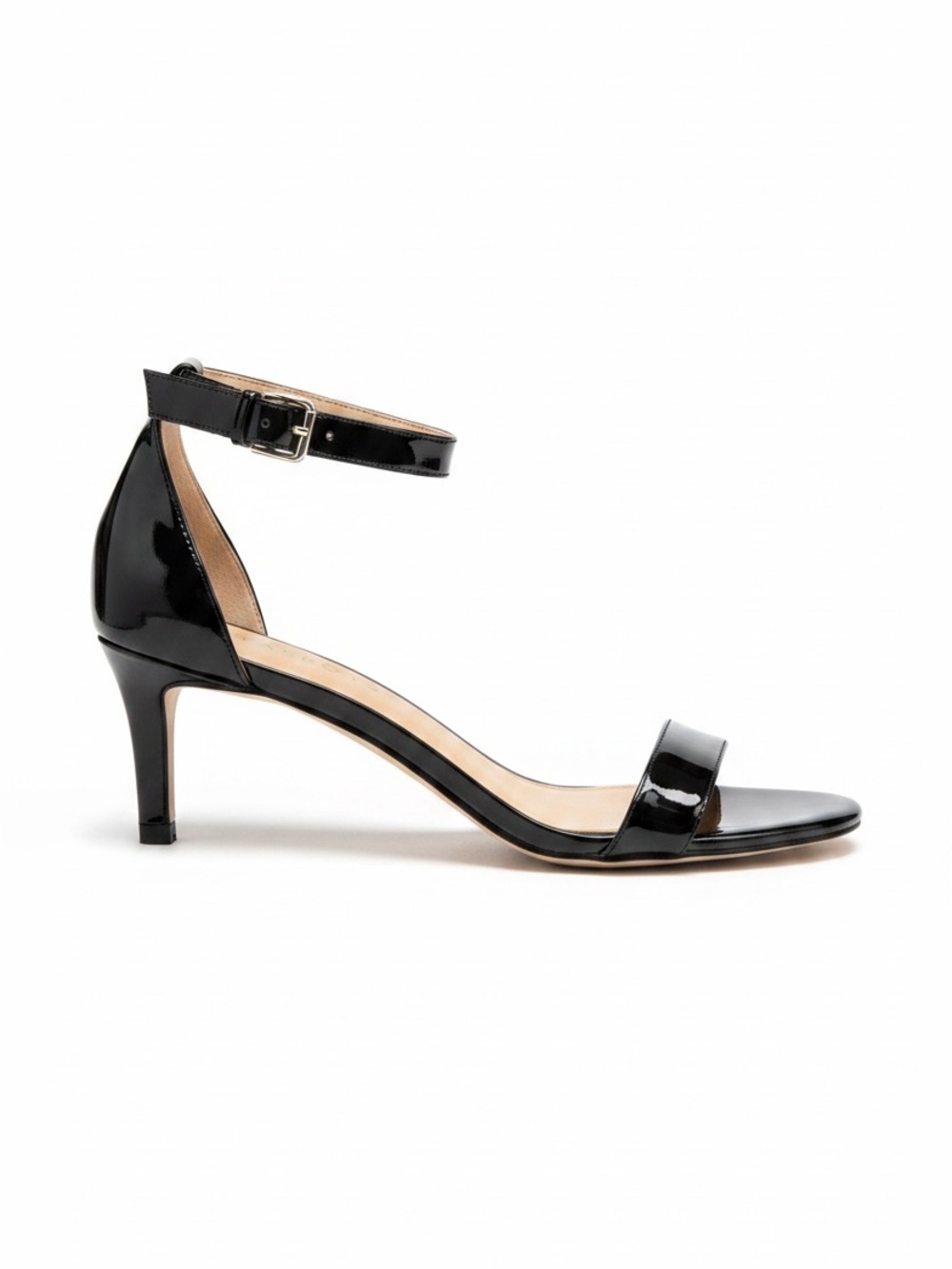 Talbots Patent Leather Ankle Strap Kitten Heel Sandals Black Size 9